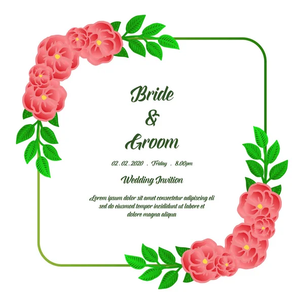 Doku dikişsiz gül çelenk çerçeve ile Vintage gelin ve damat. Vektör