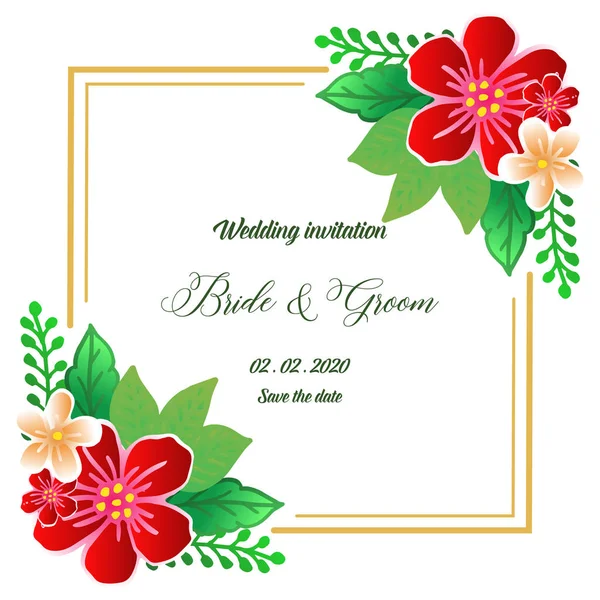 Tapete bunten Blumenrahmen, für schöne Hochzeitskarte Braut und Bräutigam. Vektor — Stockvektor
