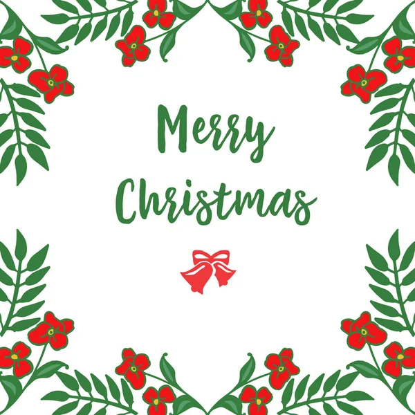Tebrik kartı neşeli noel, parlak yeşil yaprakları ve kırmızı çelenk çerçeve ile. Vektör