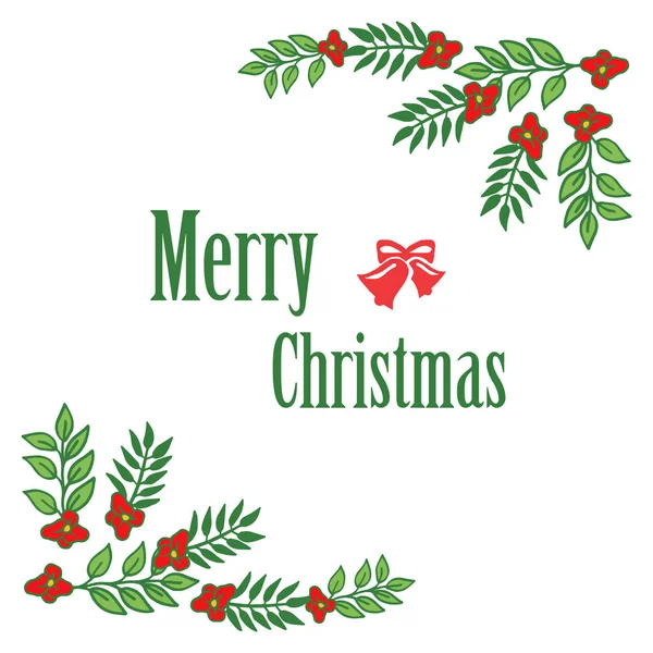 Tebrik kartı neşeli noel, parlak yeşil yaprakları ve kırmızı çelenk çerçeve ile. Vektör