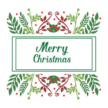 Zarif yaprak çelenk çerçeve, poster merry Christmas için sınır. Vektör