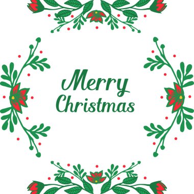 Basit yeşil yapraklı çiçek çerçeve, kart mutlu Noel dekorasyon şablonu için. Vektör
