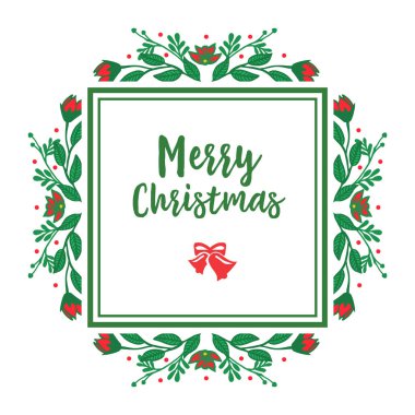 Basit yeşil yapraklı çiçek çerçeve, kart mutlu Noel dekorasyon şablonu için. Vektör