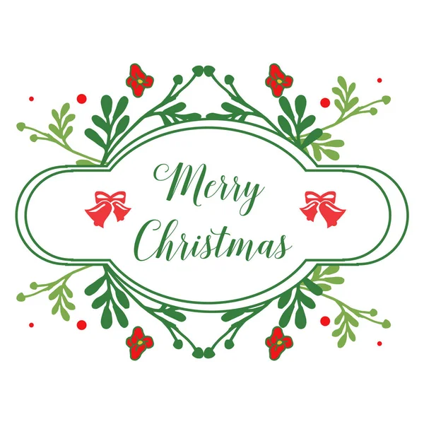 Elemento de diseño de marco de flor roja, aislado sobre fondo blanco, para la tarjeta de felicitación moderna feliz Navidad. Vector — Vector de stock