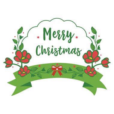 Özelliği yeşil yaprak çiçek çerçeve ile Soyut afiş merry Christmas. Vektör