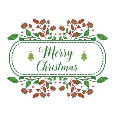 Tebrik kartı tasarım şablonu mutlu Noeller, sorunsuz kırmızı çiçek çerçeve süsü ile. Vektör