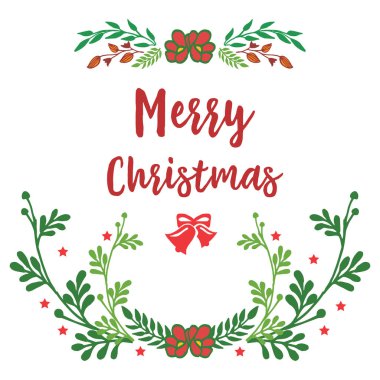 Metin için yer, güzel kırmızı çiçek çerçeve yeşil yaprakları ile kart neşeli noel arka plan. Vektör