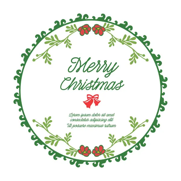 Tarjeta vintage feliz Navidad en estilo retro con el arte del marco de flores de hoja de colores. Vector — Vector de stock