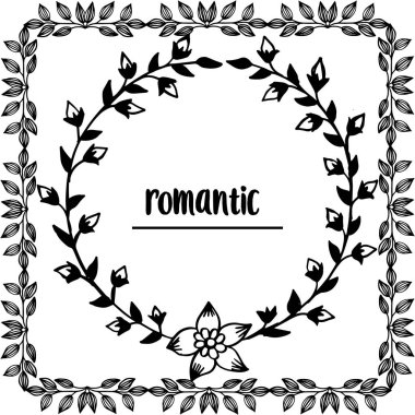 Element vintage romantik, güzellik zarif yaprak çiçek çerçeve ile. Vektör