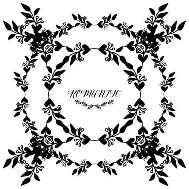 Yaprak çiçek çerçeve sanat ile düğün davetiyesi romantik. Vektör