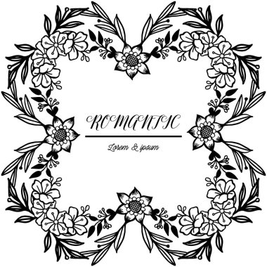 Davet kartı romantik, vintage zarif yaprak çiçek çerçeve ile. Vektör