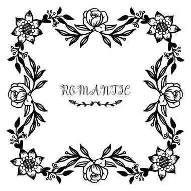 Şablon sevimli yıldönümü romantik, yaprak çiçek çerçeve şekil desen ile. Vektör