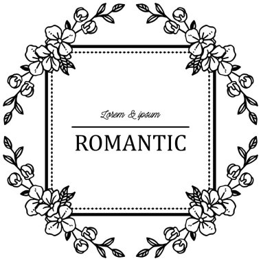 Dekoratif eleman yaprak çiçek çerçeve, kart kutlama gelin romantik süslü için. Vektör