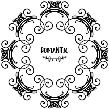 Metin için yer, tebrik kartı romantik için, benzersiz yaprak çiçek çerçeve süslü ile. Vektör