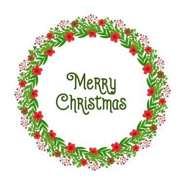 Yeşil yapraklı çiçek çerçevesi unsuru ile, neşeli noel ler için Vintage tasarım. Vektör