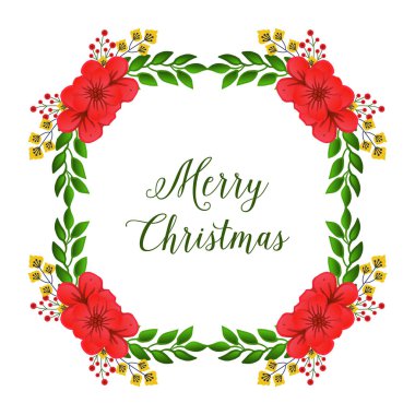 Modern kırmızı çelenk çerçeve, tasarım tebrik kartı merry Christmas için metin yazı. Vektör