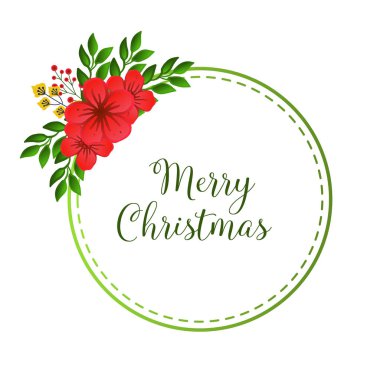 Modern kırmızı çelenk çerçeve, tasarım tebrik kartı merry Christmas için metin yazı. Vektör