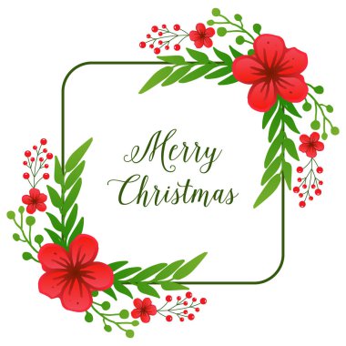 Kart neşeli noel çeşitli dekorasyon için kırmızı çelenk çerçeve konsept sanatı. Vektör