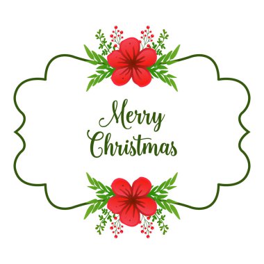Dekorasyon sevimli yeşil yapraklı çiçek çerçevesi ile kart neşeli noel kutlaması. Vektör