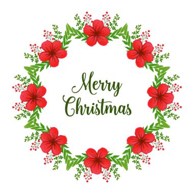 Kırmızı çiçek çerçeve süslü ile Mutlu noel metin tasarım afiş, . Vektör