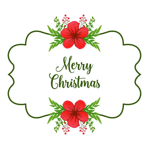 Dekorasyon sevimli yeşil yapraklı çiçek çerçevesi ile kart neşeli noel kutlaması. Vektör