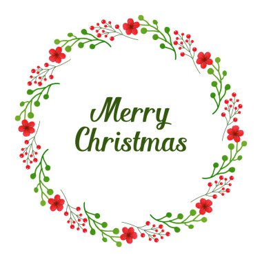 Kırmızı çelenk çerçeve Şekil dairesel, kart neşeli noel desen duvar kağıdı için. Vektör