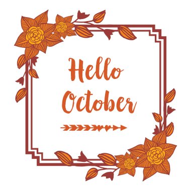 Merhaba ekim metin afiş, vintage çiçek çerçeve ile. Vektör