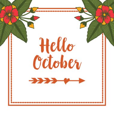 Doğa çiçek çerçeve ve yaprakları çiçekleri, tasarım güzel kart merhaba ekim için. Vektör