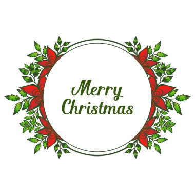 Mutlu noel tebrik kartı metin, kırmızı çiçek çerçeve duvar kağıdı ile. Vektör