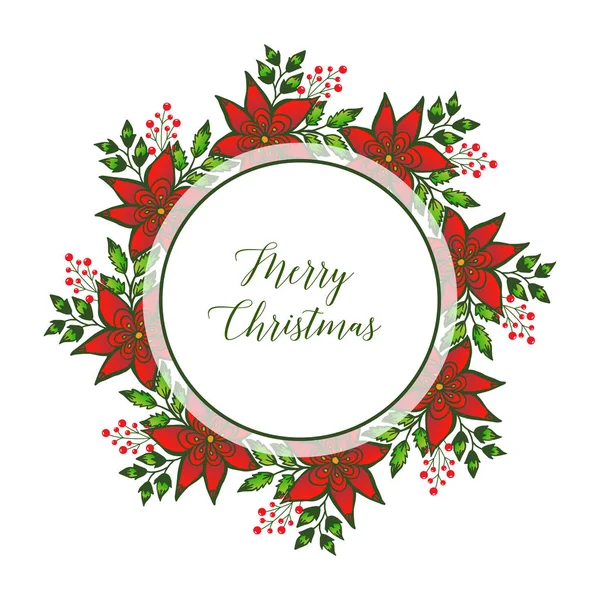 Yaprak ve kırmızı çiçek çerçeve sanatı ile metin neşeli Noel Dekorasyon. Vektör