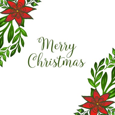 Modern tarzda kırmızı çiçek çerçeveleri, tasarım tebrik kartı mutlu Noeller için. Vektör