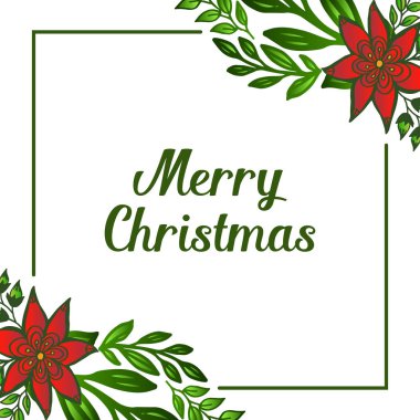 Modern tarzda kırmızı çiçek çerçeveleri, tasarım tebrik kartı mutlu Noeller için. Vektör