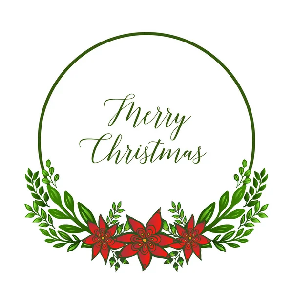 Kırmızı çiçek çerçeve sanat tarzı ile neşeli noel arka plan Afiş. Vektör