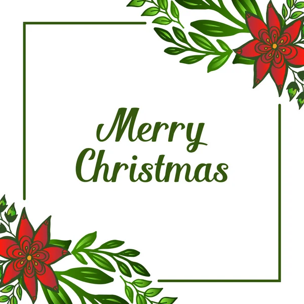Modern tarzda kırmızı çiçek çerçeveleri, tasarım tebrik kartı mutlu Noeller için. Vektör
