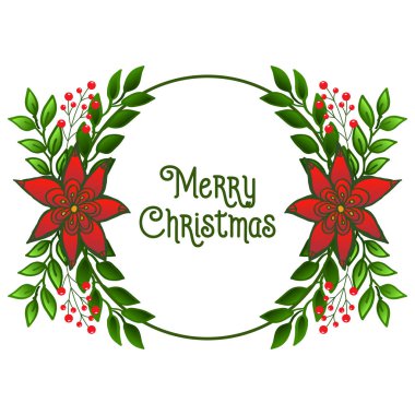 Modern tarzda kırmızı çiçek çerçeveleri, tasarım tebrik kartı mutlu Noeller için. Vektör