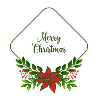 Zarif kırmızı çelenk çerçeve ile Vintage neşeli noel tebrik kartı. Vektör