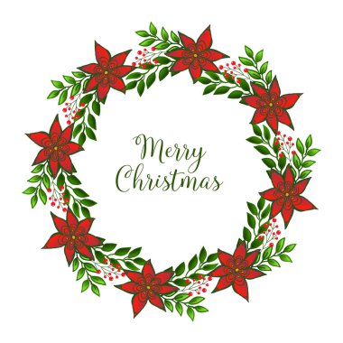 Desen kartı retro tarzıkırmızı çiçek çerçeve ile, noel neşeli. Vektör