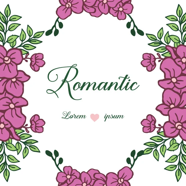 Moldura de flor roxa padrão, para cartão de estilo vintage romântico. Vetor — Vetor de Stock