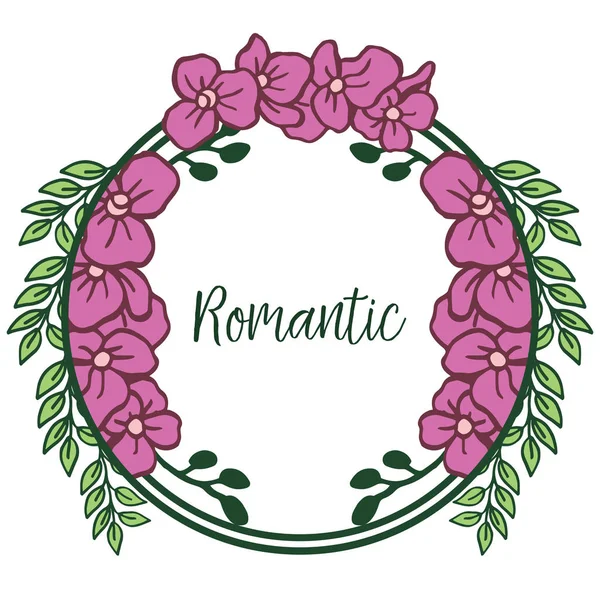 Modelo para cartão romântico, com fundo de moldura de flor roxo natural. Vetor — Vetor de Stock