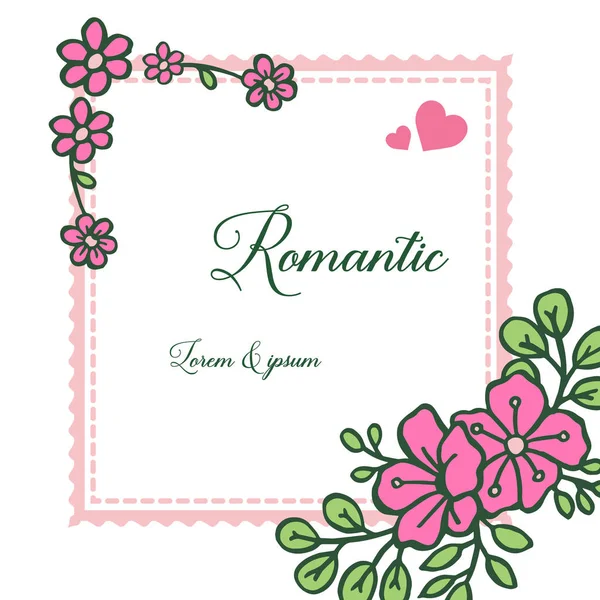 Fronteira de moldura de flor rosa, para ornamentado de cartão romântico. Vetor — Vetor de Stock