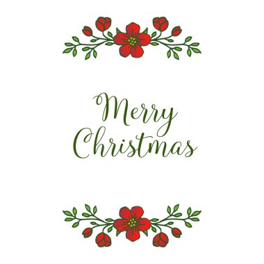 Banner mutlu noeller, modern kırmızı çiçek çerçeve sanatı. Vektör