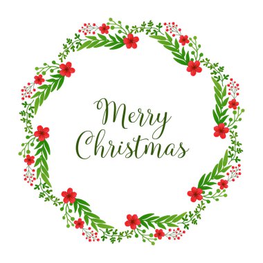 Soyut kırmızı çiçek çerçeve arka plan ile, çizilmiş başlık neşeli noel el. Vektör