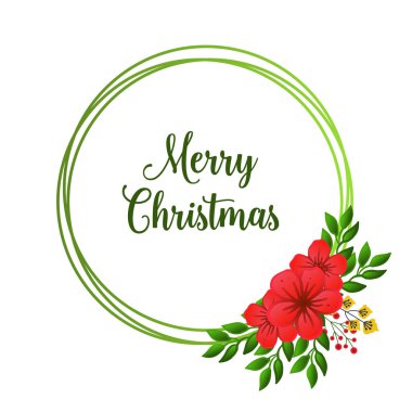 Davet kartı mutlu Noeller için kırmızı çiçek sanat eserleri ile çeşitli şekil çerçeve. Vektör