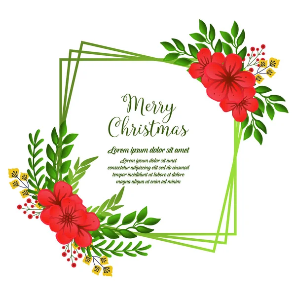 Verschiedene Form Rahmen mit Kunstwerk aus roten Blumen, für Einladungskarte frohe Weihnachten. Vektor — Stockvektor