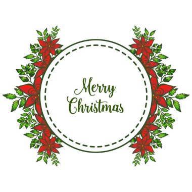 Beyaz arka plan üzerinde Element, tasarım kırmızı çiçek çerçeve ile, tebrik kartı merry Christmas için yazı. Vektör