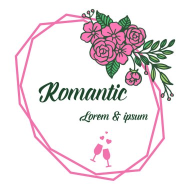 Kart romantik süs için renkli gül çiçeği çerçeve dekoratif. Vektör