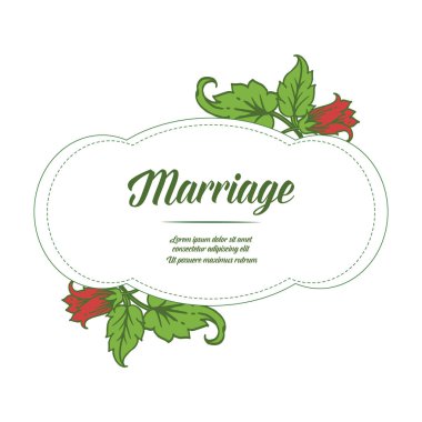 Romantik davet evlilik, modern kırmızı çiçek çerçeve ile. Vektör