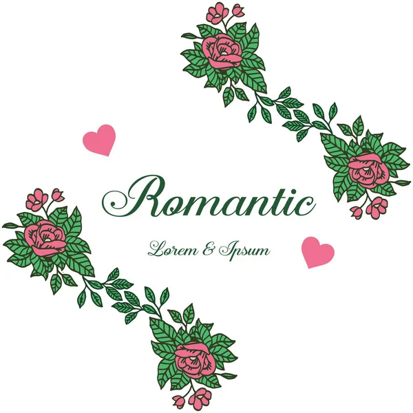Modelo bonito cartão de casamento romântico, com quadro floral folhoso verde elegante. Vetor — Vetor de Stock