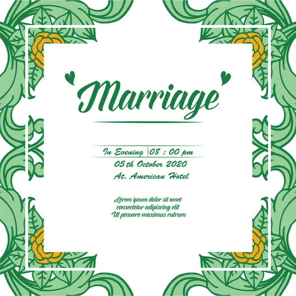 现代绿叶花框，为结婚贺卡。向量 — 图库矢量图片