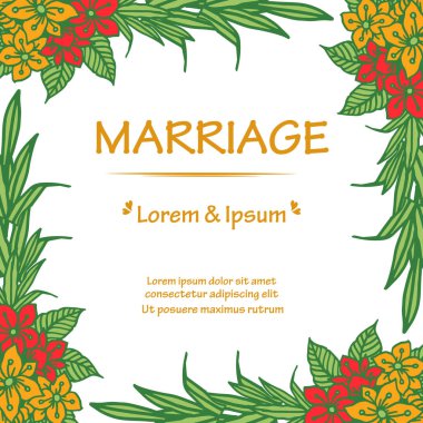 Modern tasarım renkli çiçek çerçeve, evlilik romantik kart için şablon. Vektör